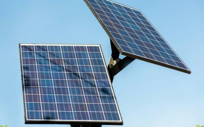 Renewable energy of solar panels. Solar panels on a background of blue sky. Renewable energy of solar panels. Solar panels on a background of blue sky.